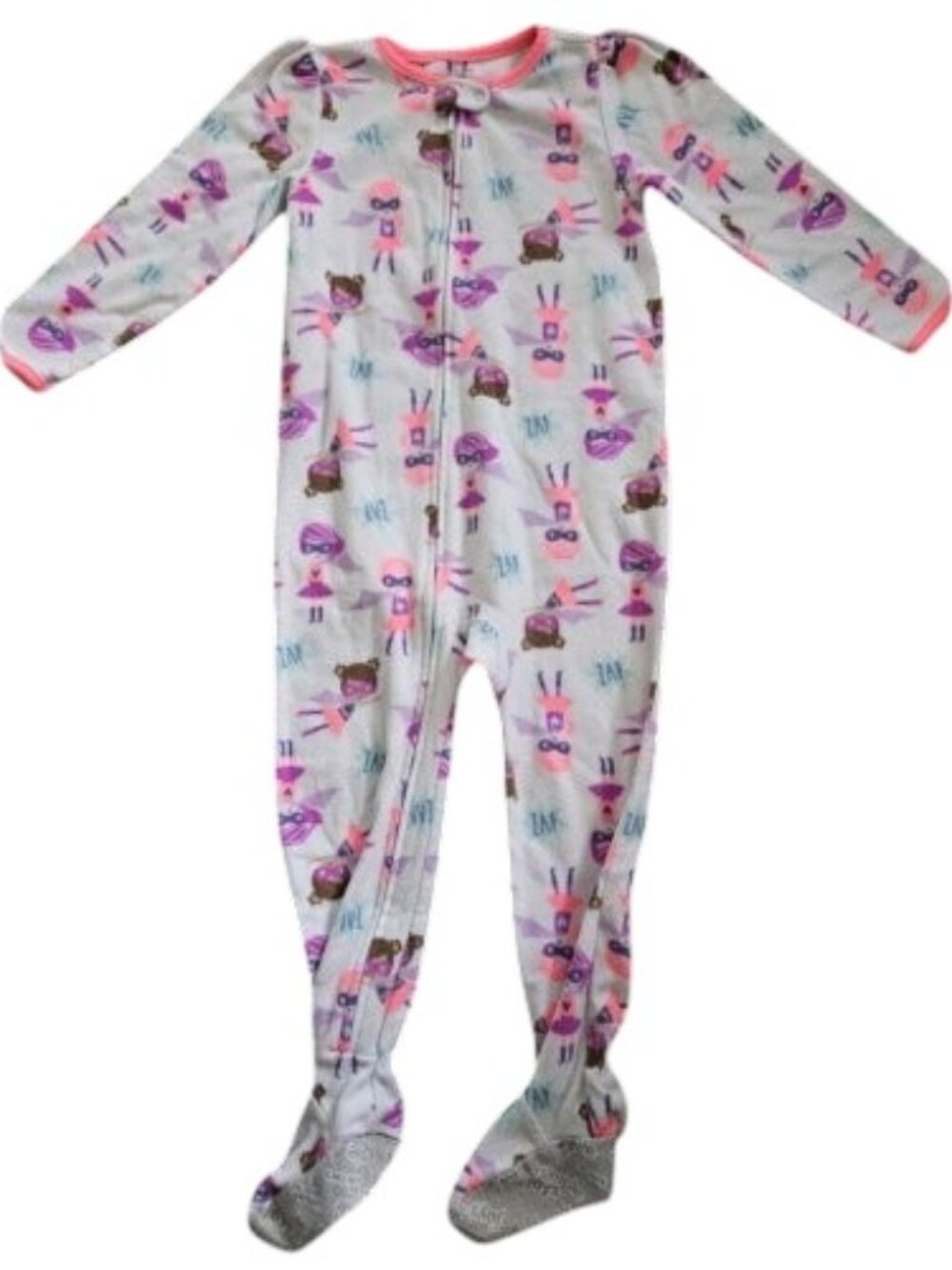 CARTER'S Super Girl Print Fleece Blanket Sleeper Girls Size 4T